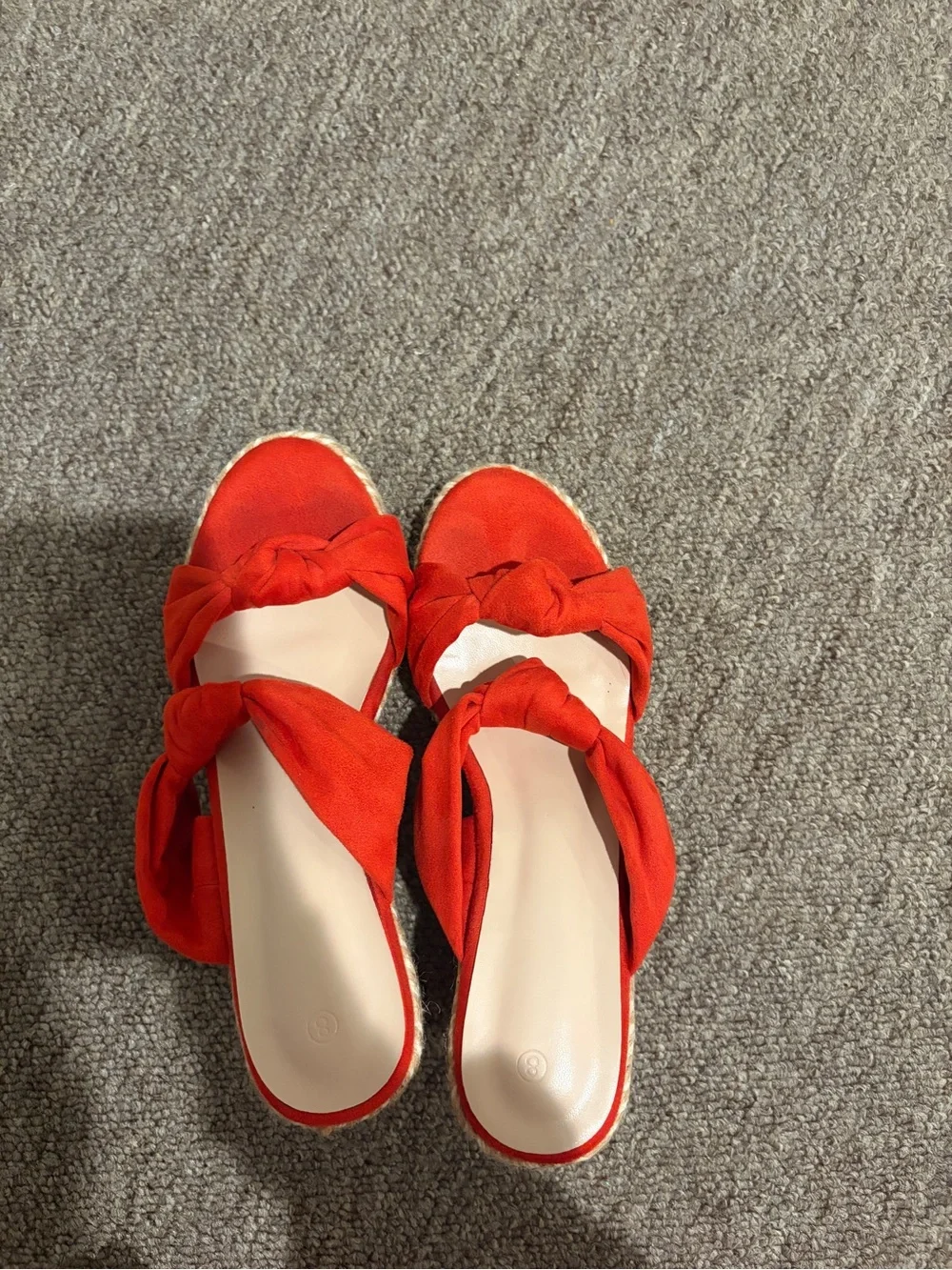 Women’s Red Knotted Wedge Slide Sandals